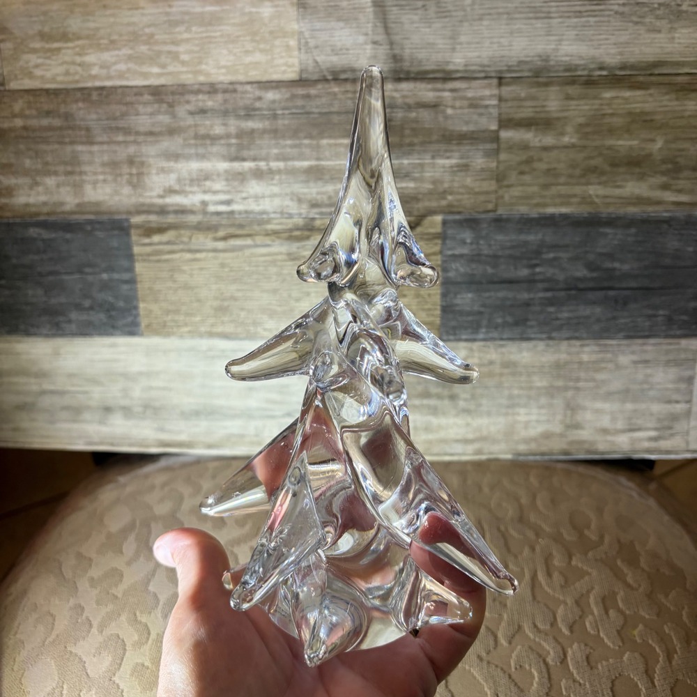 Vintage Full Lead Crystal Christmas Tree Figurine 8.5" Made in Japan Clear Glass